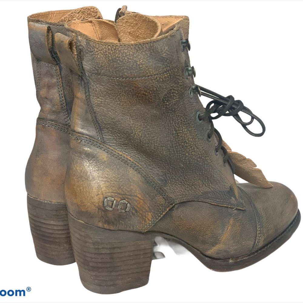 Bed Stu Brown Lace-Up Leather Ankle Boots - Picture 2 of 3